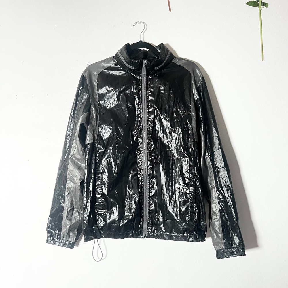 Uniqlo Windbreaker Jacket Mens Large Black Grey Colorblock Full Zip
